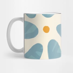 Abstract White Flowers Aesthetic pastel blue pattern Mug